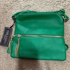 New with tags green crossbody purse